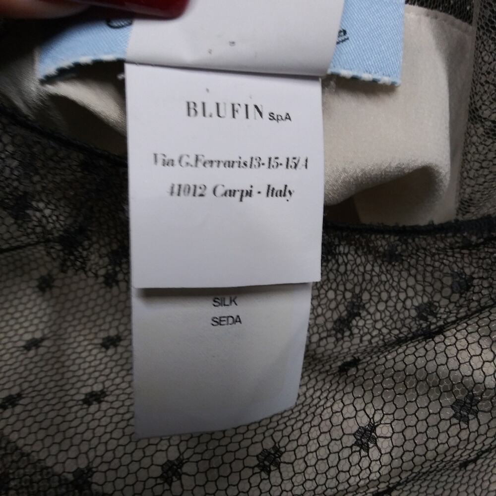 Blumarine Silk Floral Dress with Sheer Black Sleeves Luxury Feminine Size Small - Picture 9 of 11